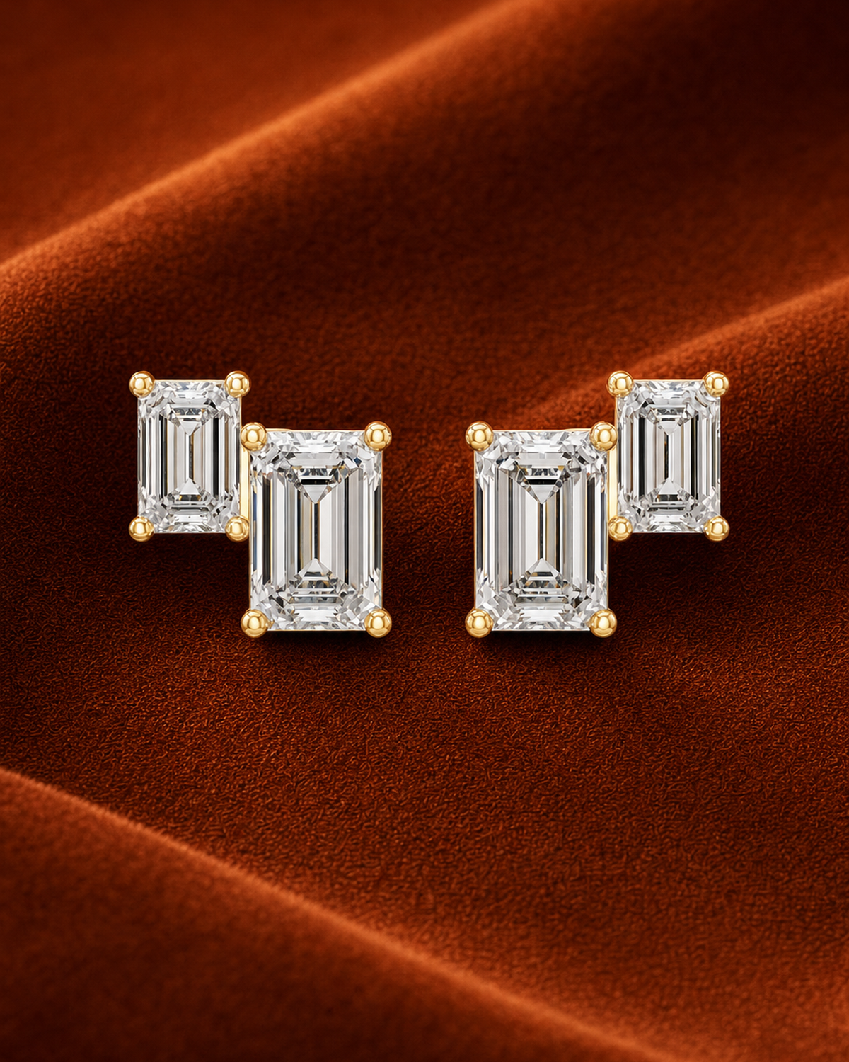 Double Emerald-Cut Diamond Studs by MONICONIC
