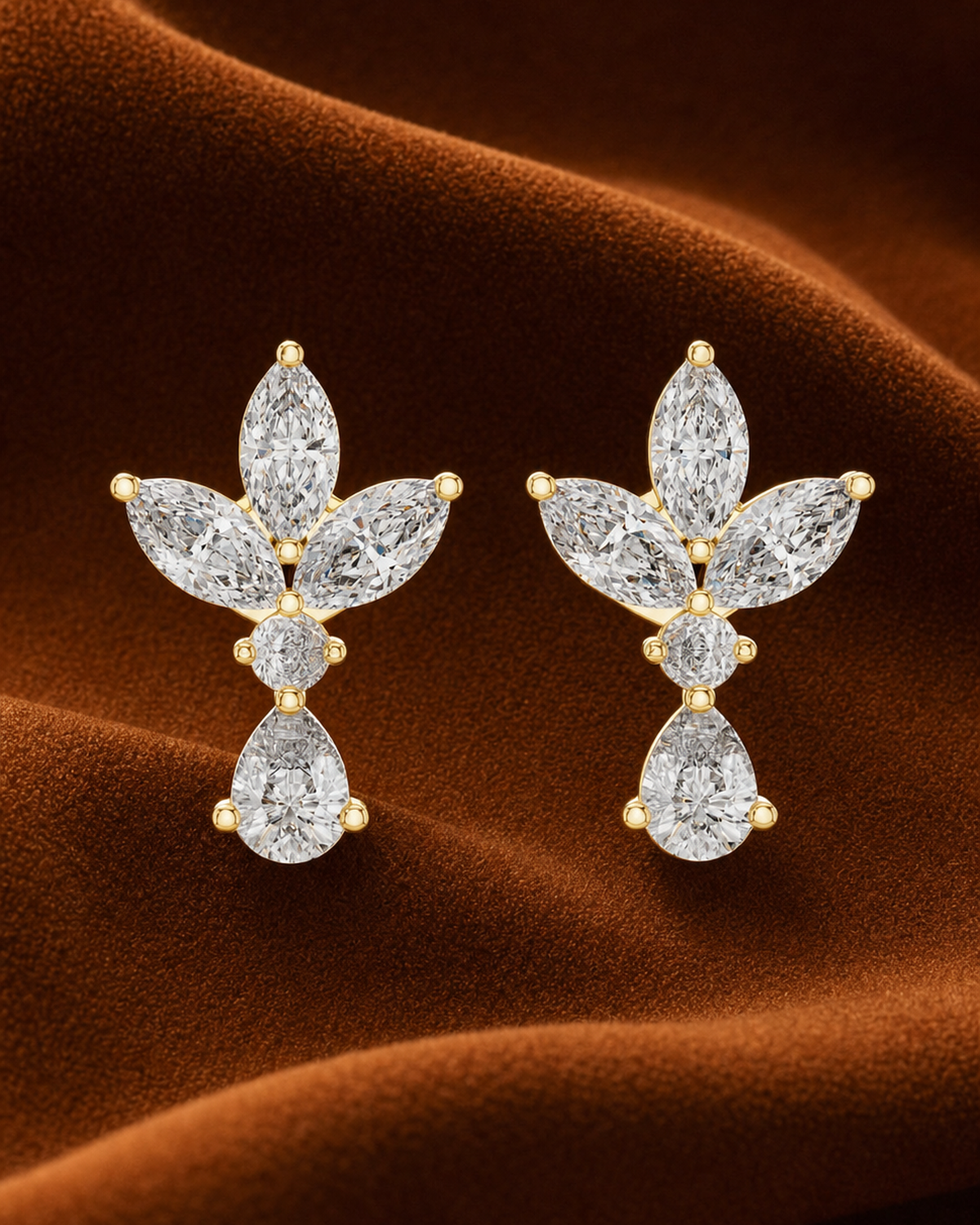 Marquise Rosette Diamond Drop Earrings by MONICONIC