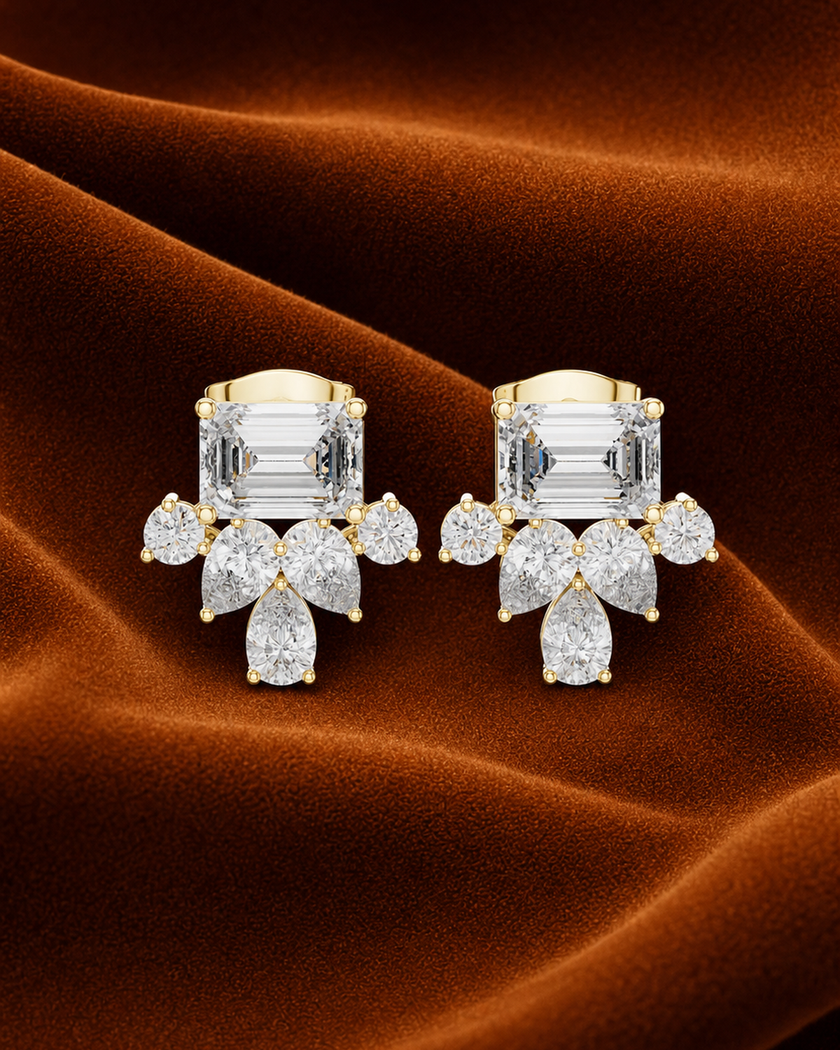 Emerald-Cut Cluster Lab-Grown Diamond Studs by MONICONIC