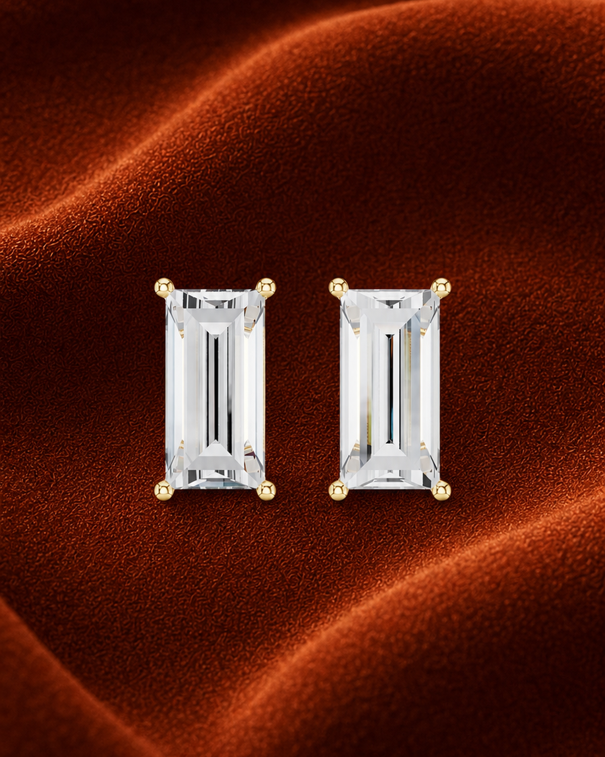 Baguette Diamond Stud Earrings by MONICONIC