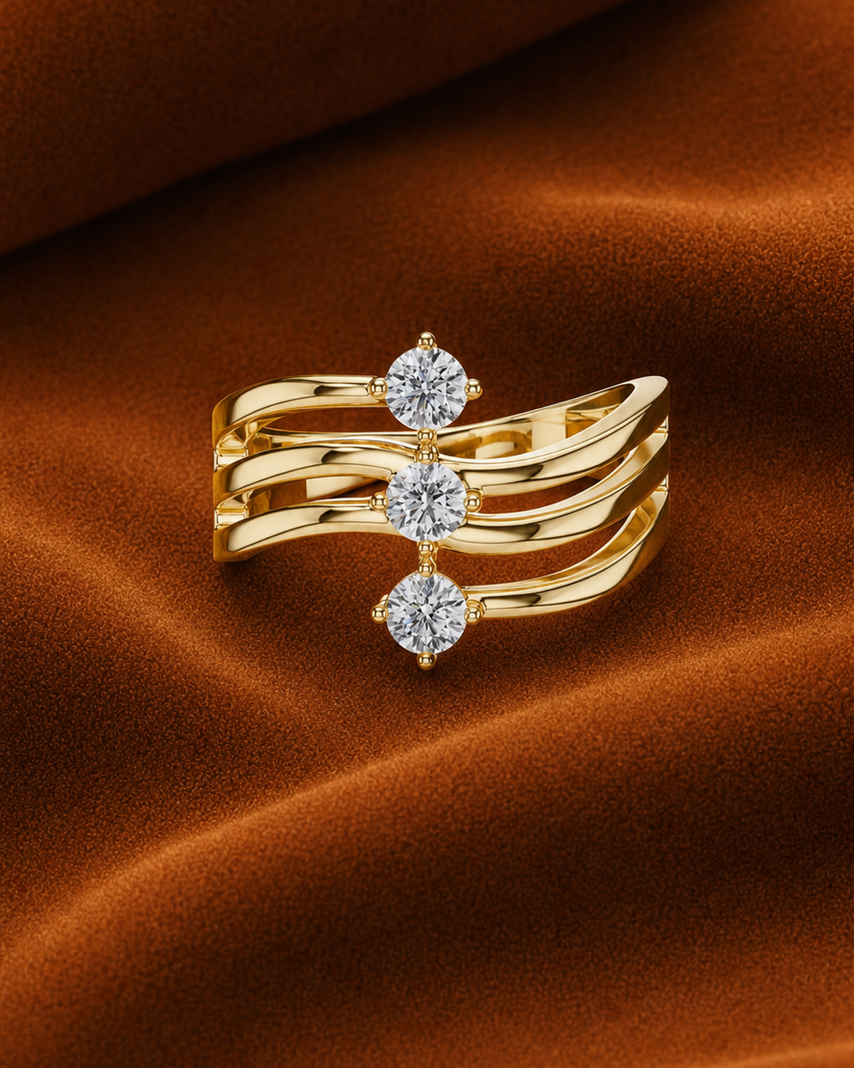 Vertical Trio Diamond Ring by MONICONIC