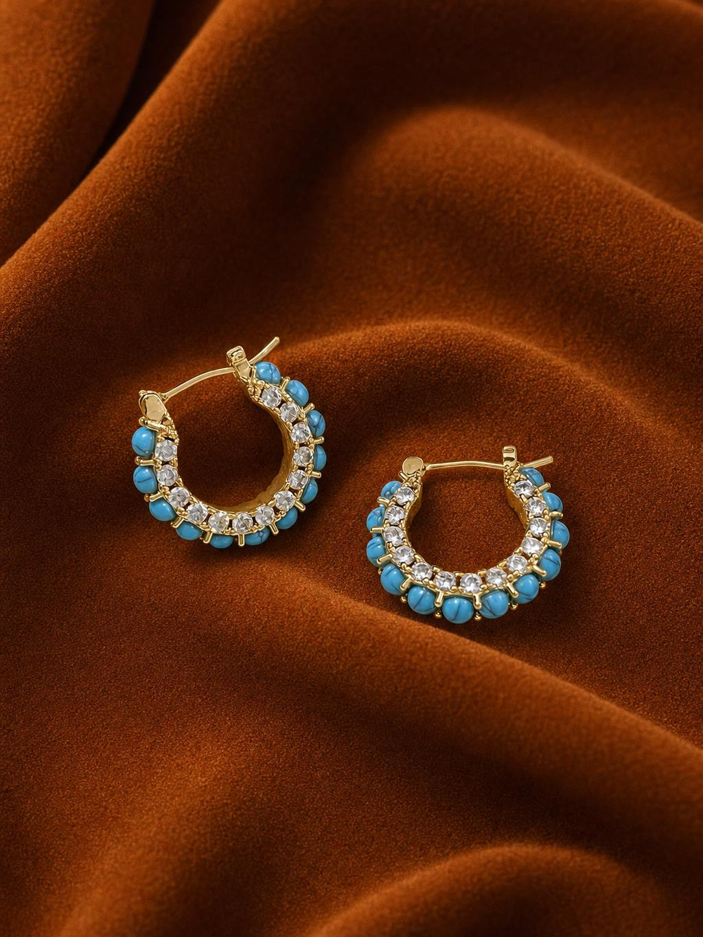 Turquoise Halo Hoop Earrings
