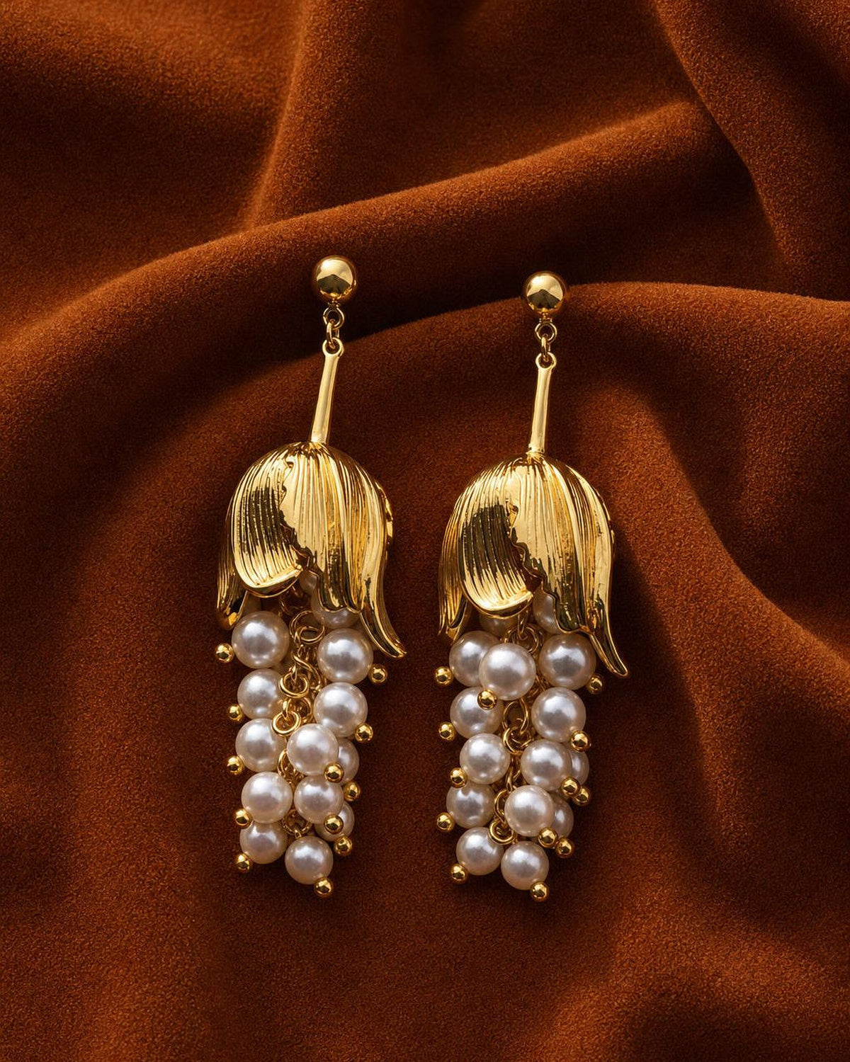 Cascade Bloom Pearl Drop Earrings
