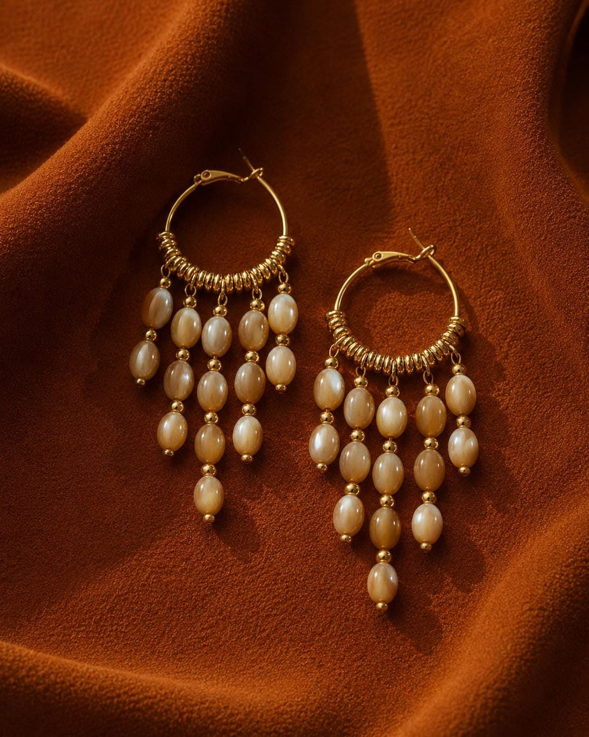 Shell Cascade Hoop Earrings