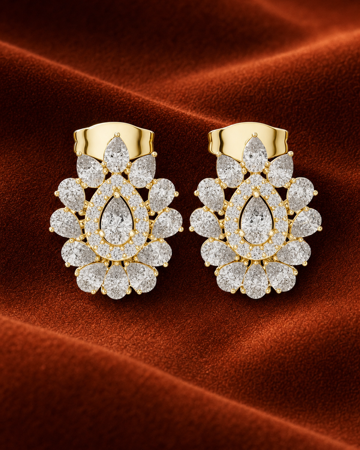 Pear Halo Cluster Studs by MONICONIC