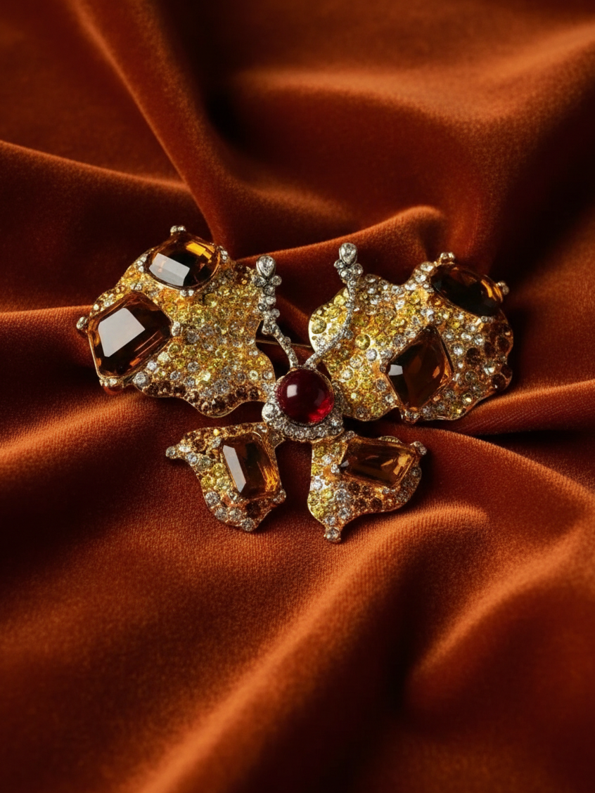 Crimson Monarch Brooch