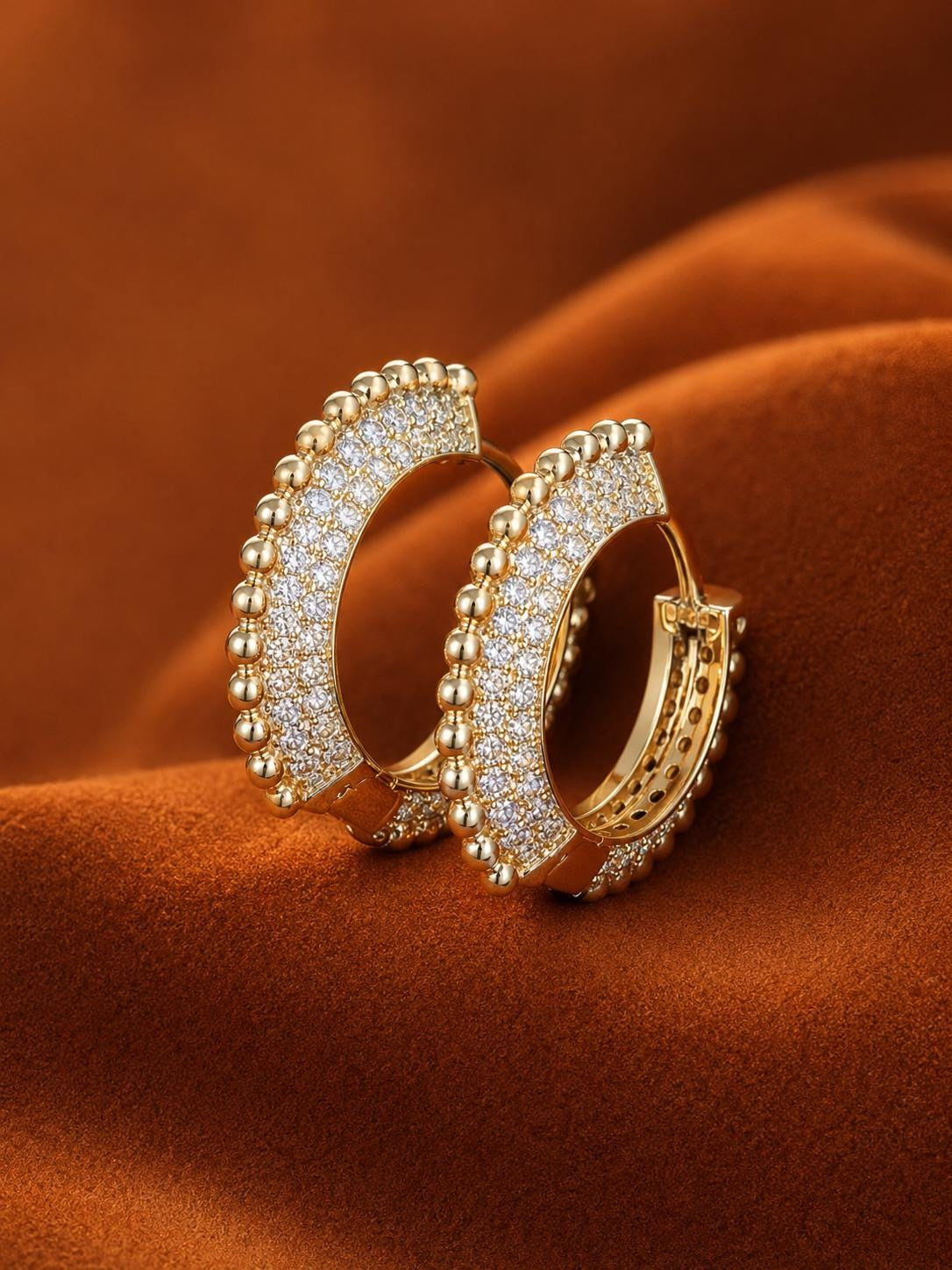 Beaded Pavé Hoop Earrings