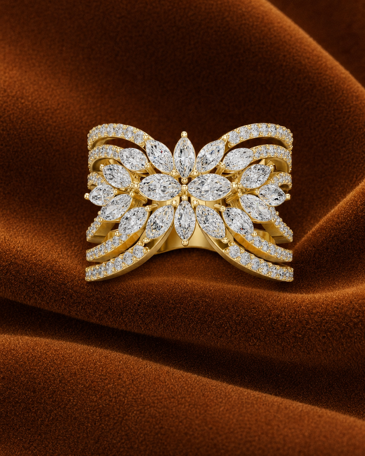 Marquise Rosette Multi-Row Ring by MONICONIC