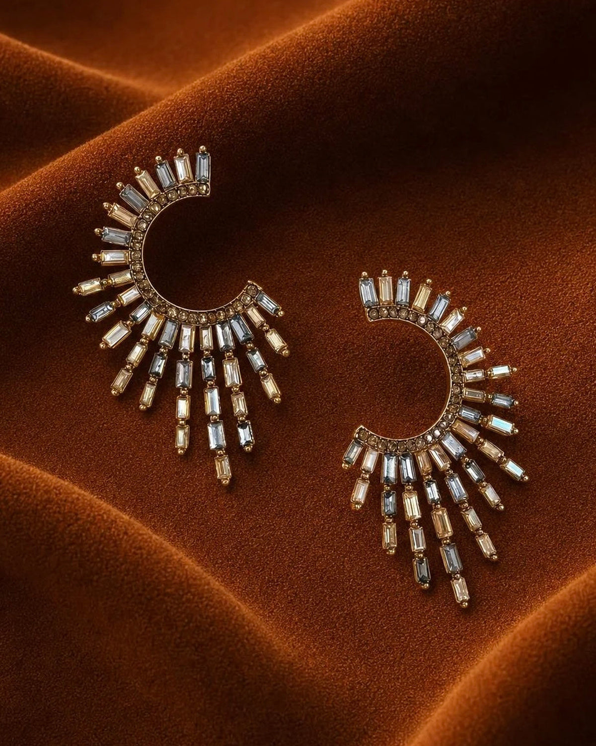 Radiant Fan Crystal Earrings
