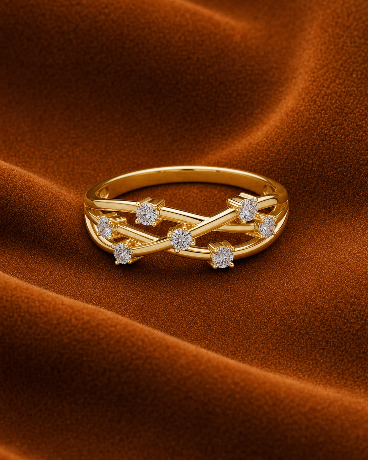 Crisscross Diamond Band by MONICONIC