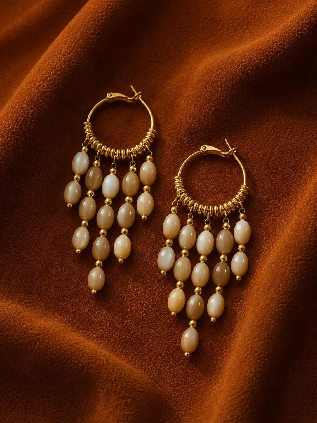 Shell Cascade Hoop Earrings