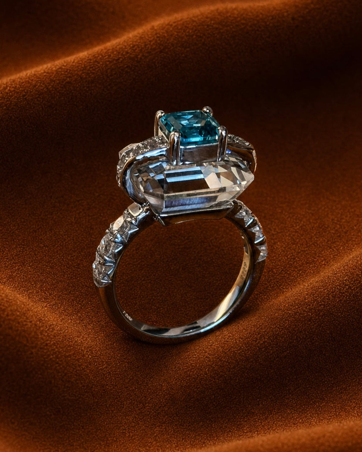 Emerald-Cut Duo Crystal Ring