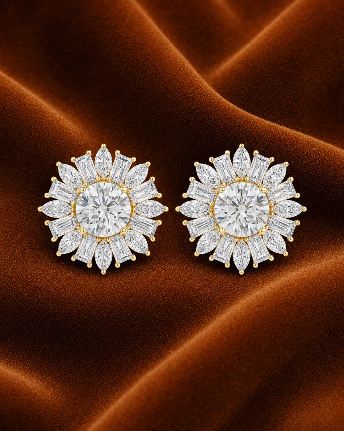 Sunburst Diamond Stud Earrings by MONICONIC