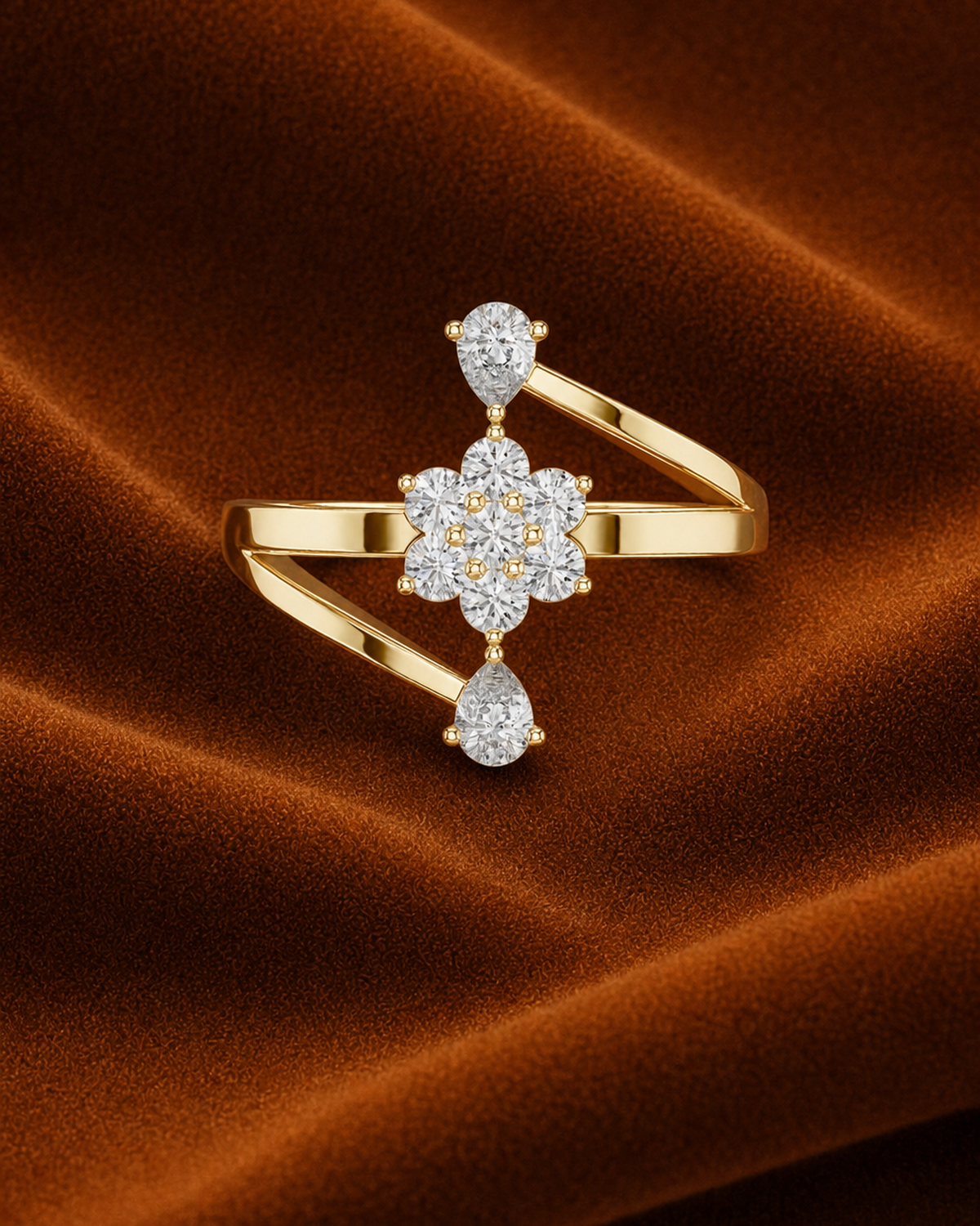 Pear Accent Floral Ring by MONICONIC