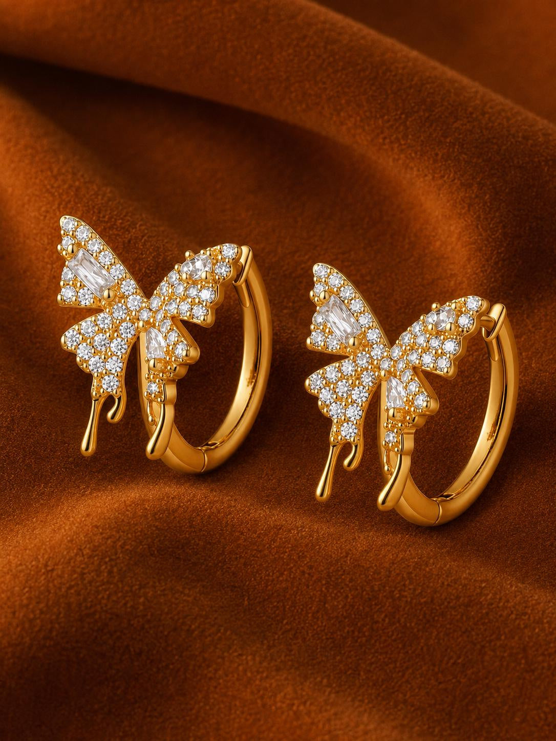 Crystal Butterfly Huggie Earrings
