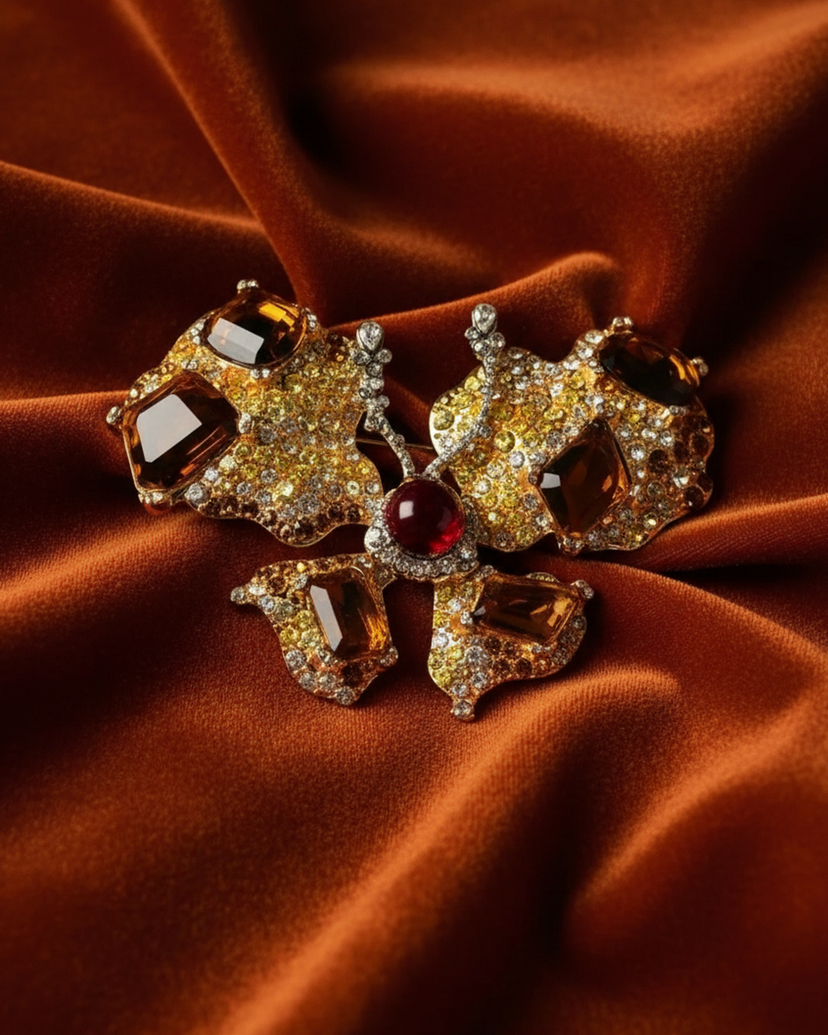 Crimson Monarch Brooch