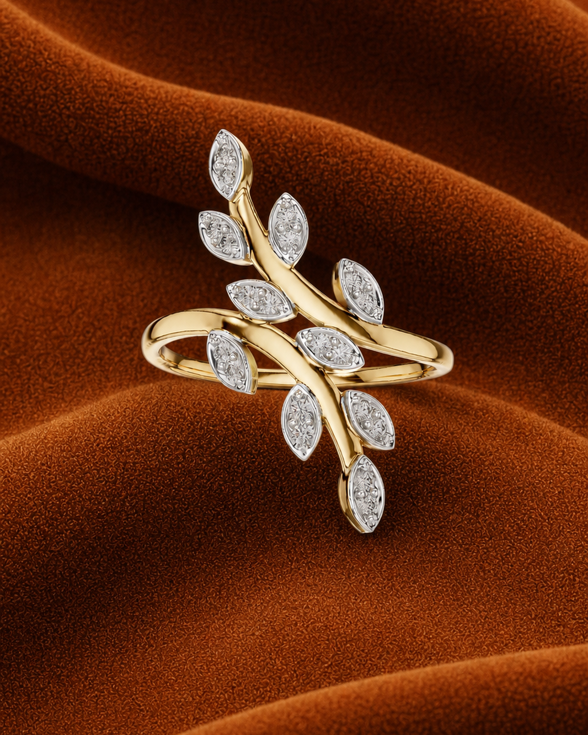 Leaf Vine Bypass Ring by MONICONIC