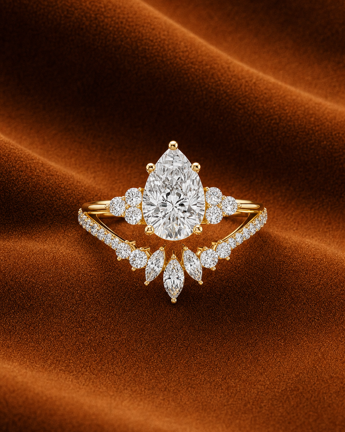 Pear Crown Cluster Ring by MONICONIC