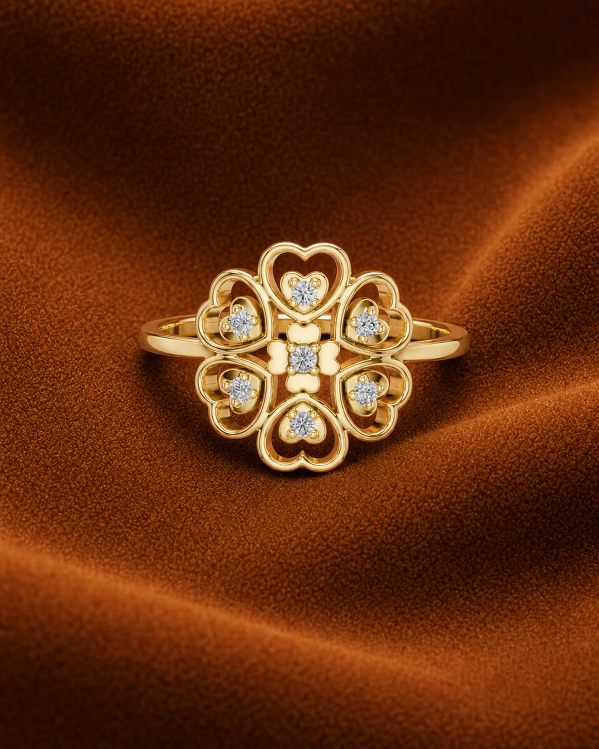 Heart Quatrefoil Ring by MONICONIC