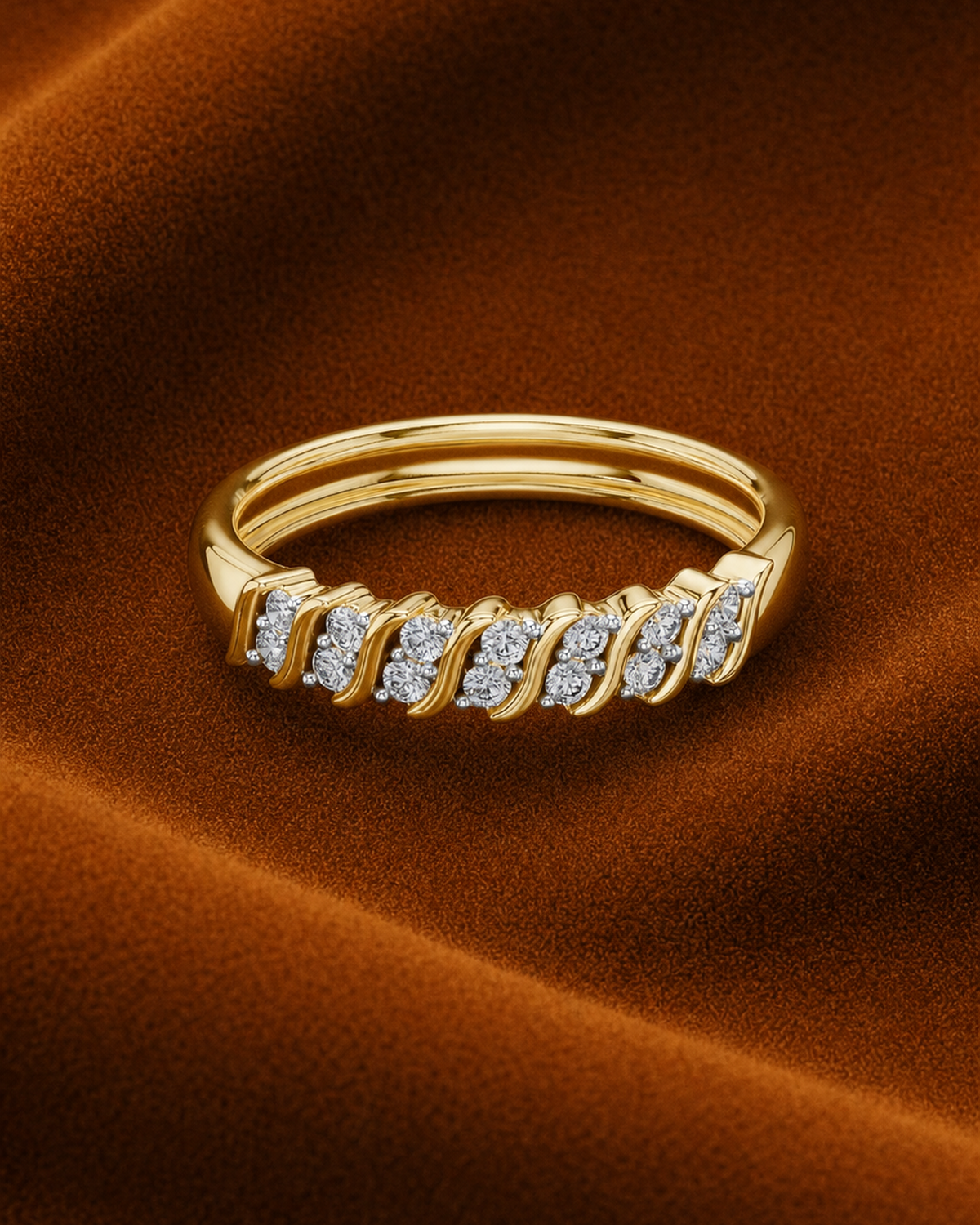 Scalloped Collet Diamond Band by MONICONIC