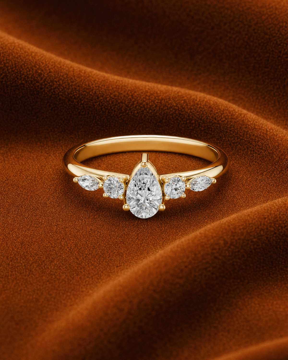 Pear Five Stone Ring by MONICONIC