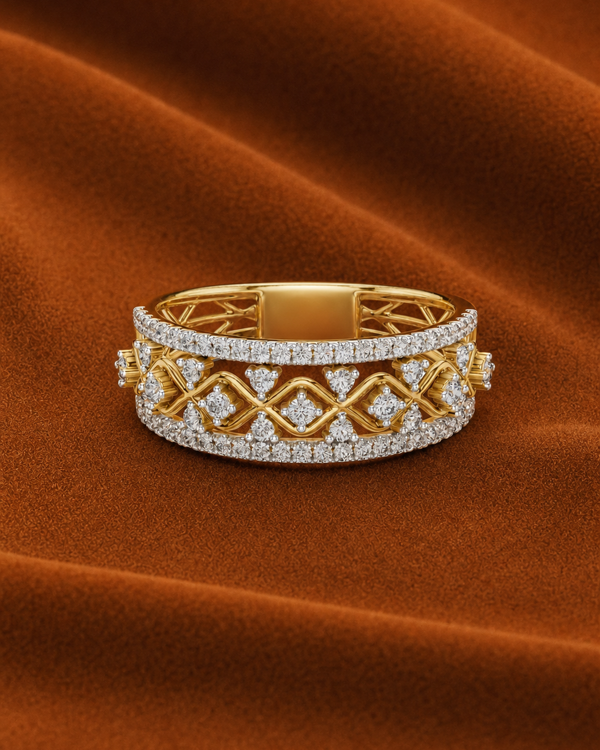 Lattice Pavé Band by MONICONIC