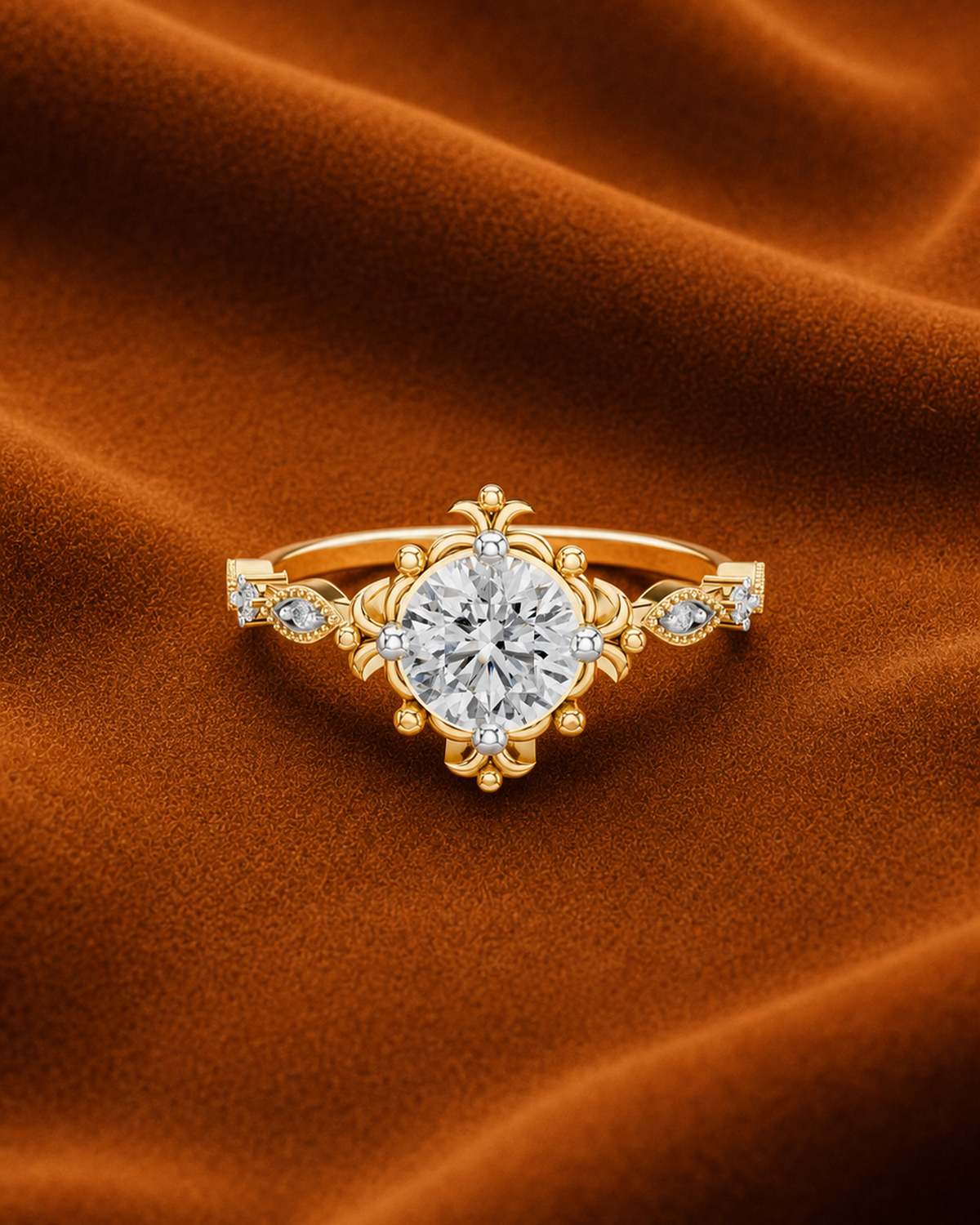 Floral Collet Solitaire Ring by MONICONIC