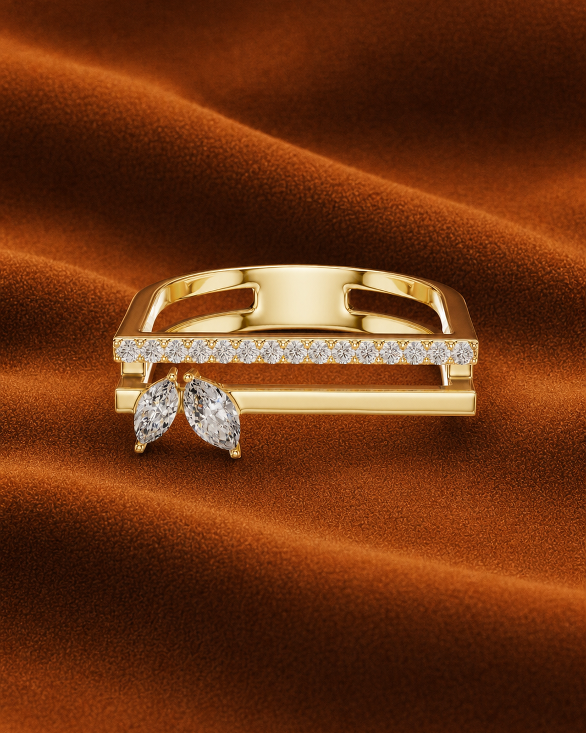 Marquise Duo Bar Ring by MONICONIC