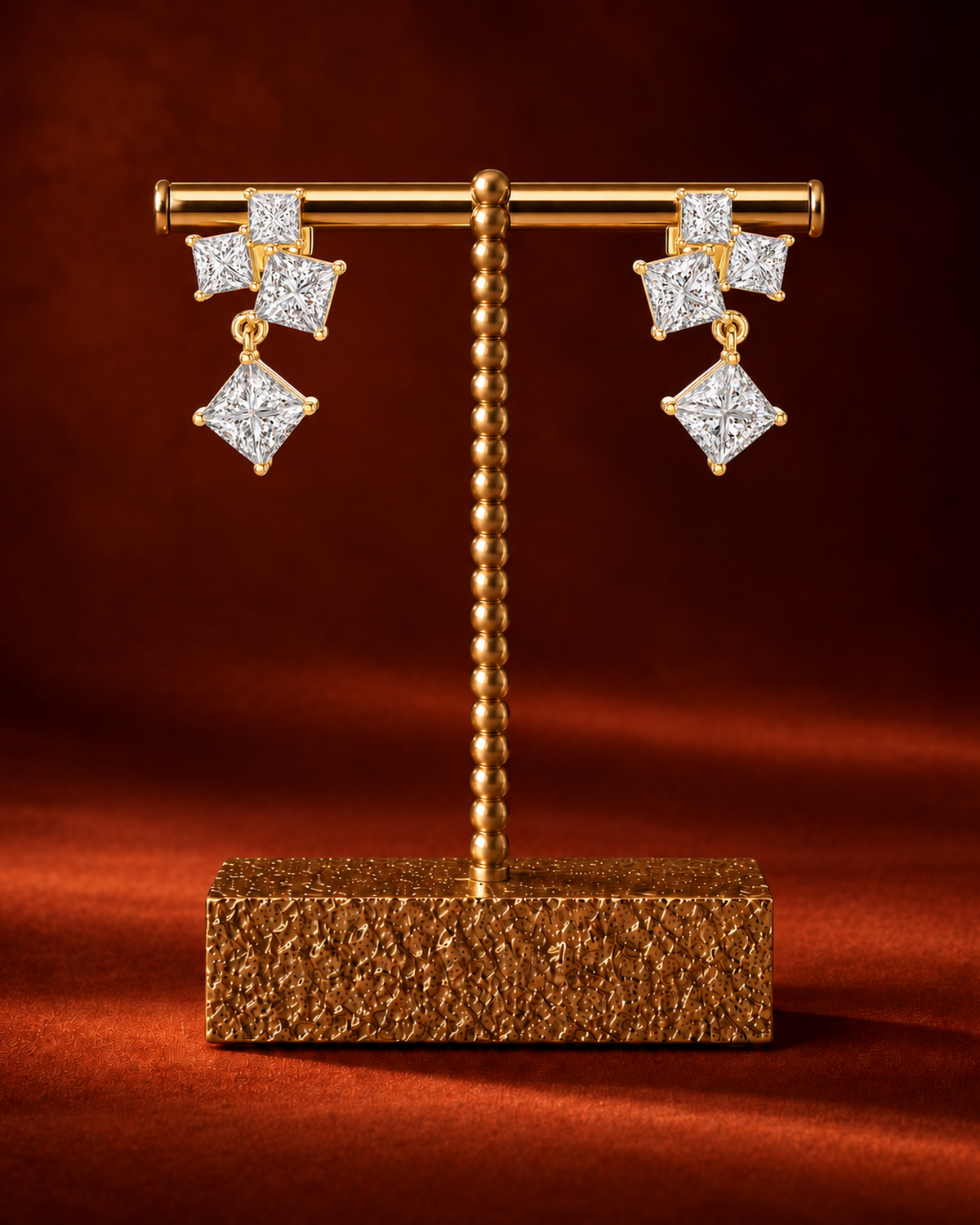 Princess-Cut Diamond Cascade Drop Earrings by MONICONIC