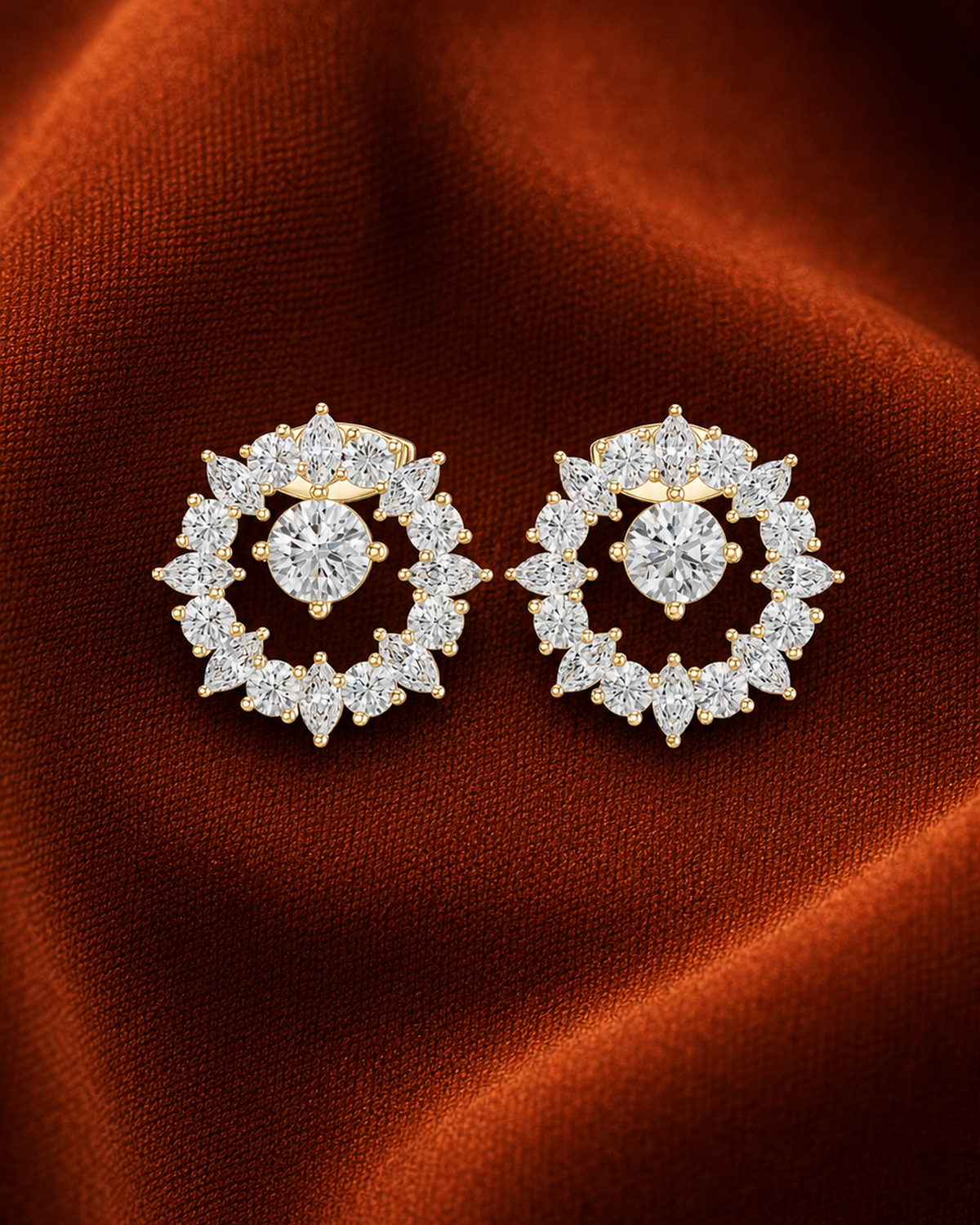 Marquise Wreath Diamond Stud Earrings by MONICONIC