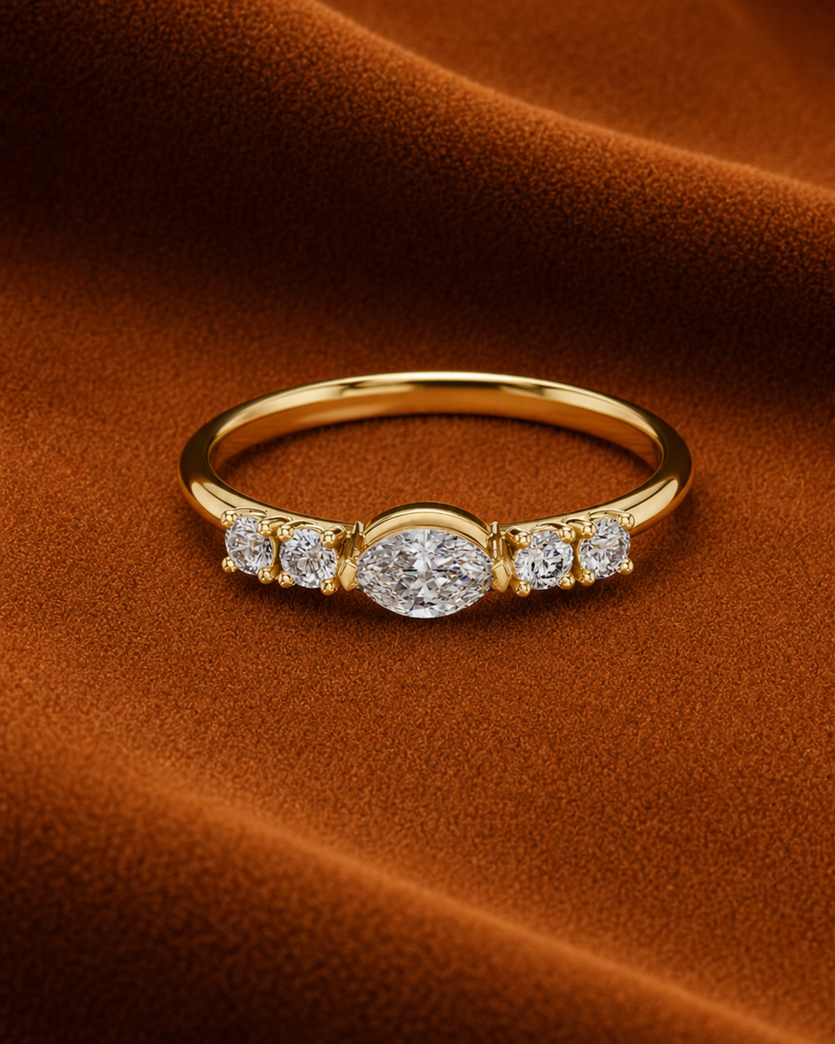 East West Marquise Five Stone Ring by MONICONIC