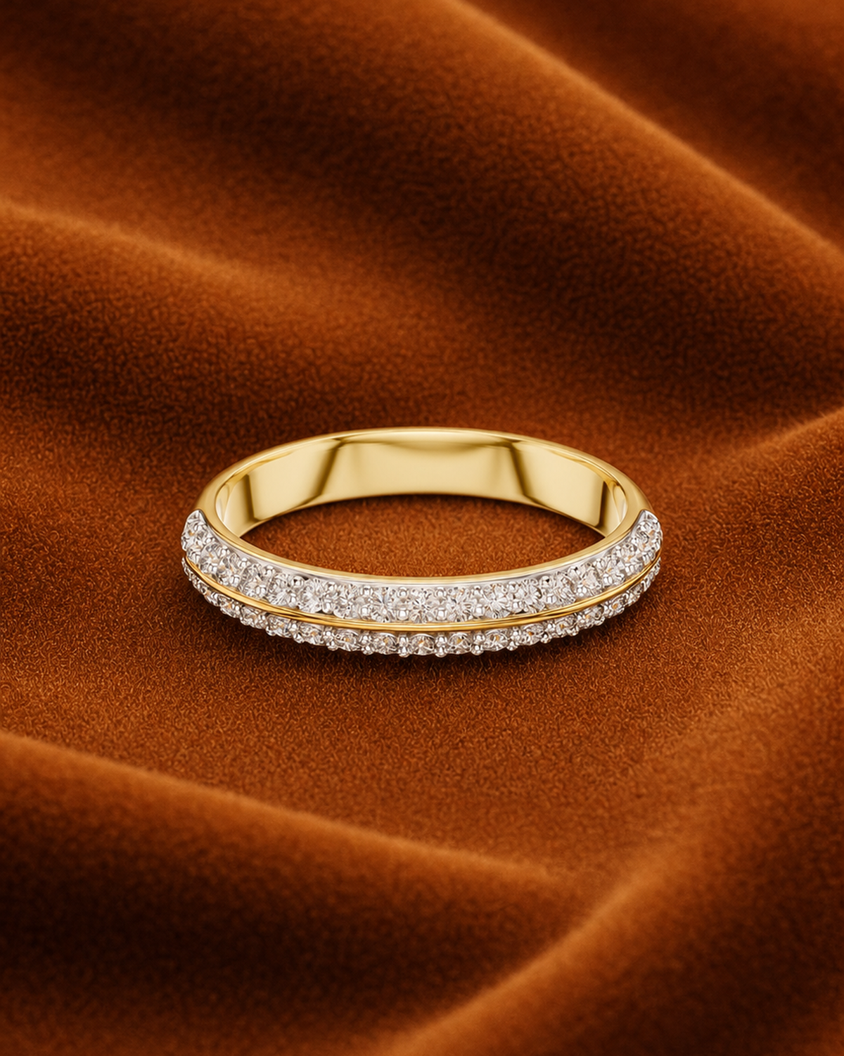 Double Pavé Diamond Band by MONICONIC