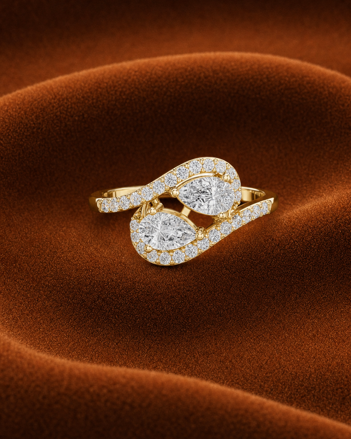Twin Pear Bypass Ring by MONICONIC