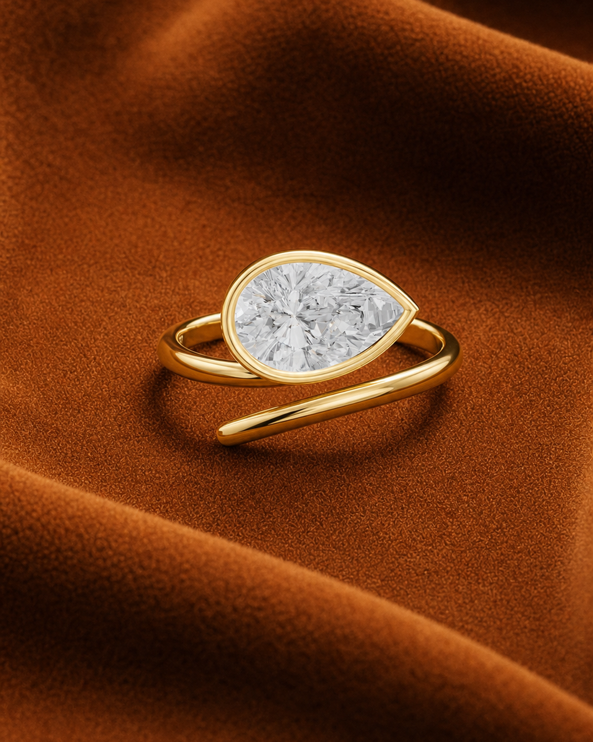 East West Pear Bezel Ring by MONICONIC