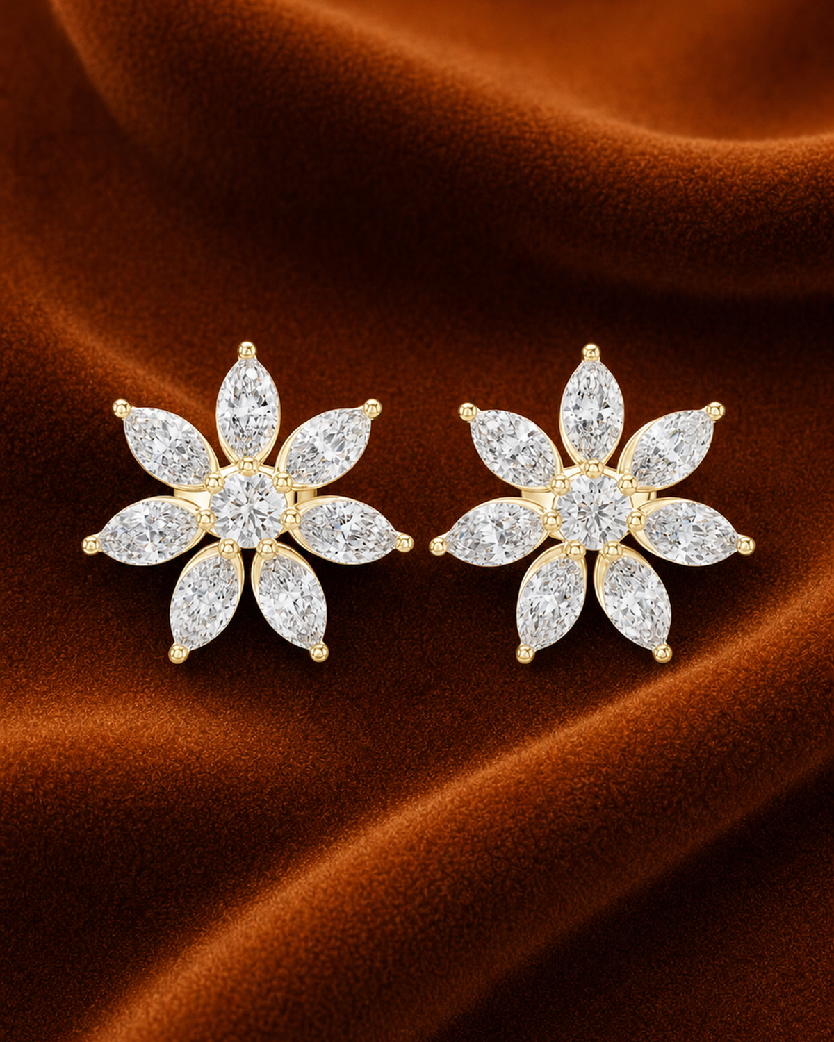 Marquise Flower Diamond Studs by MONICONIC