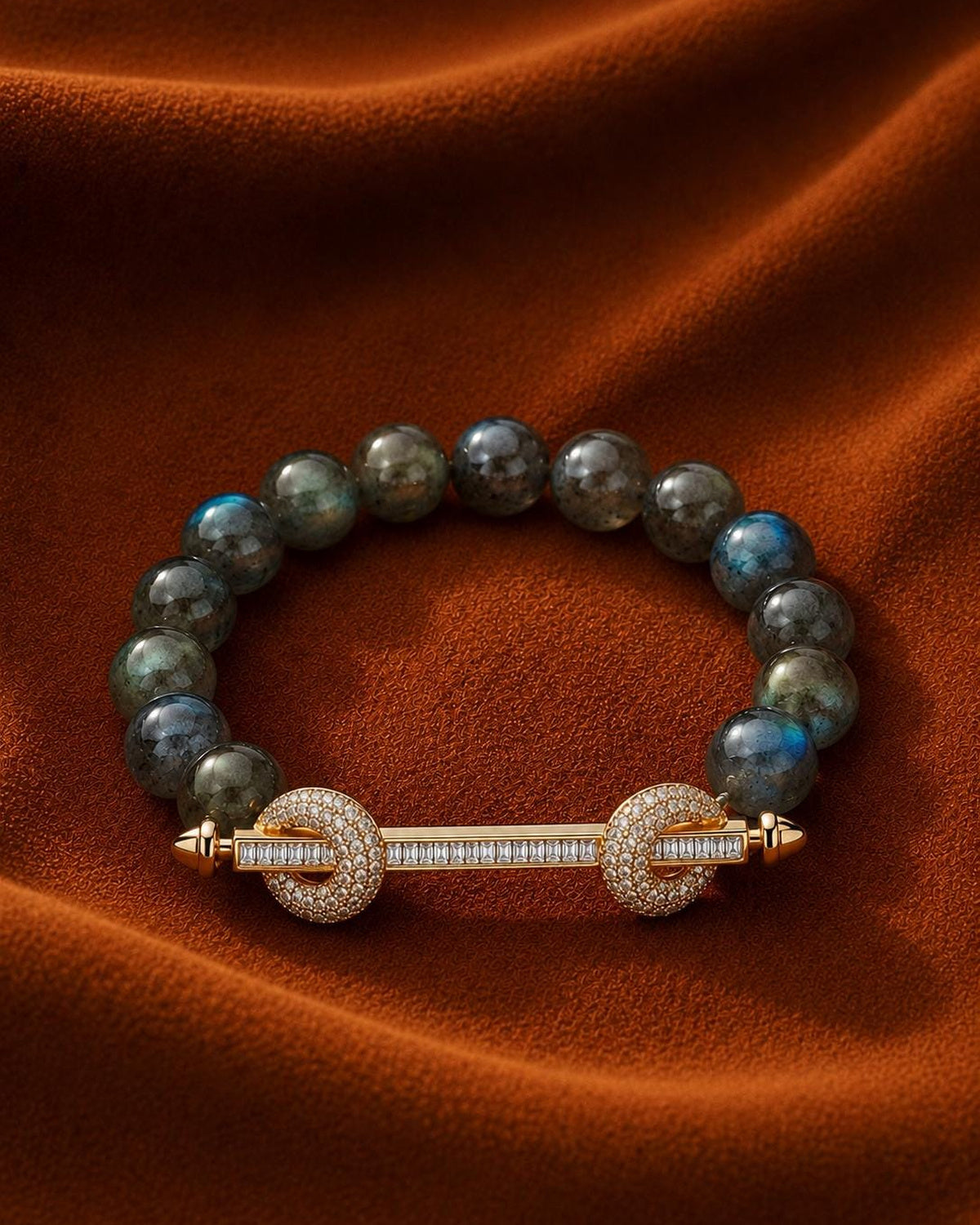 Grey Moonstone Sculptural Bar Bracelet