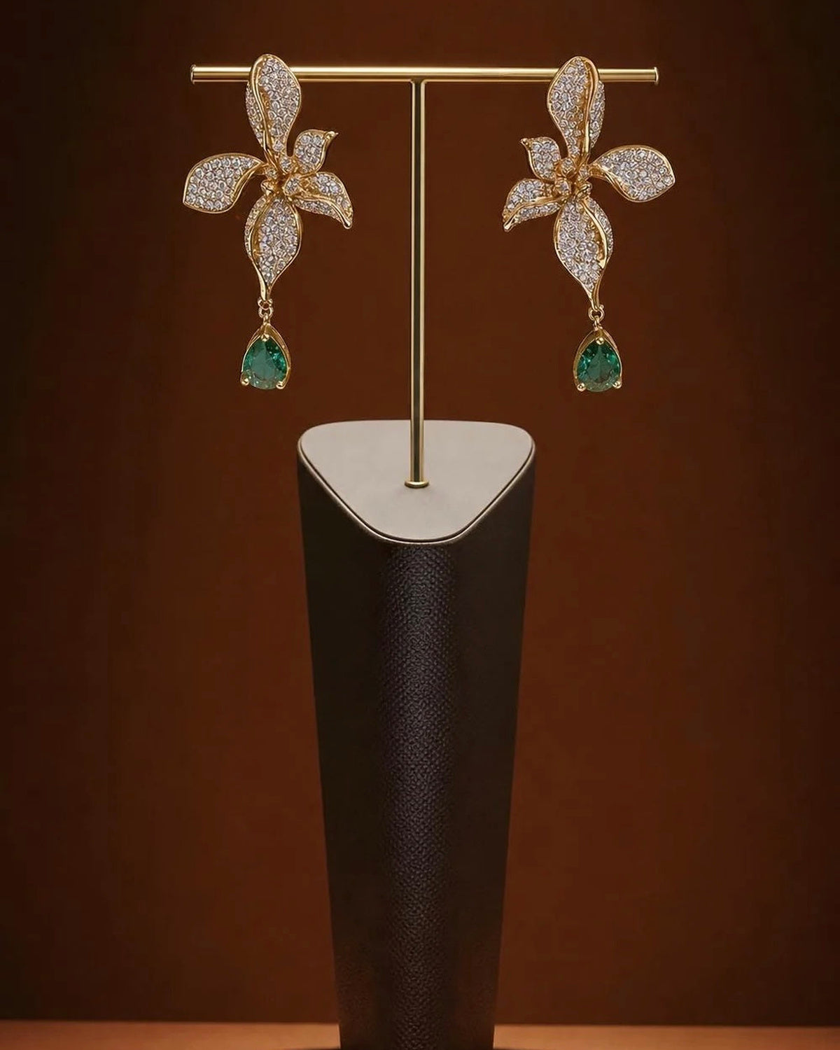 Crystal Flower Drop Earrings