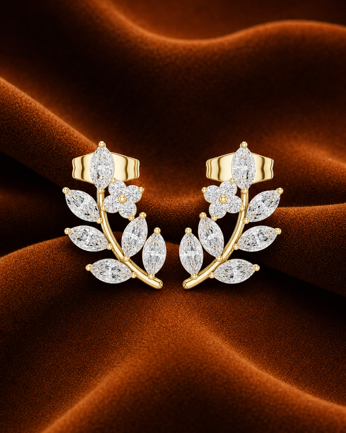 Vine Marquise Diamond Stud Earrings by MONICONIC