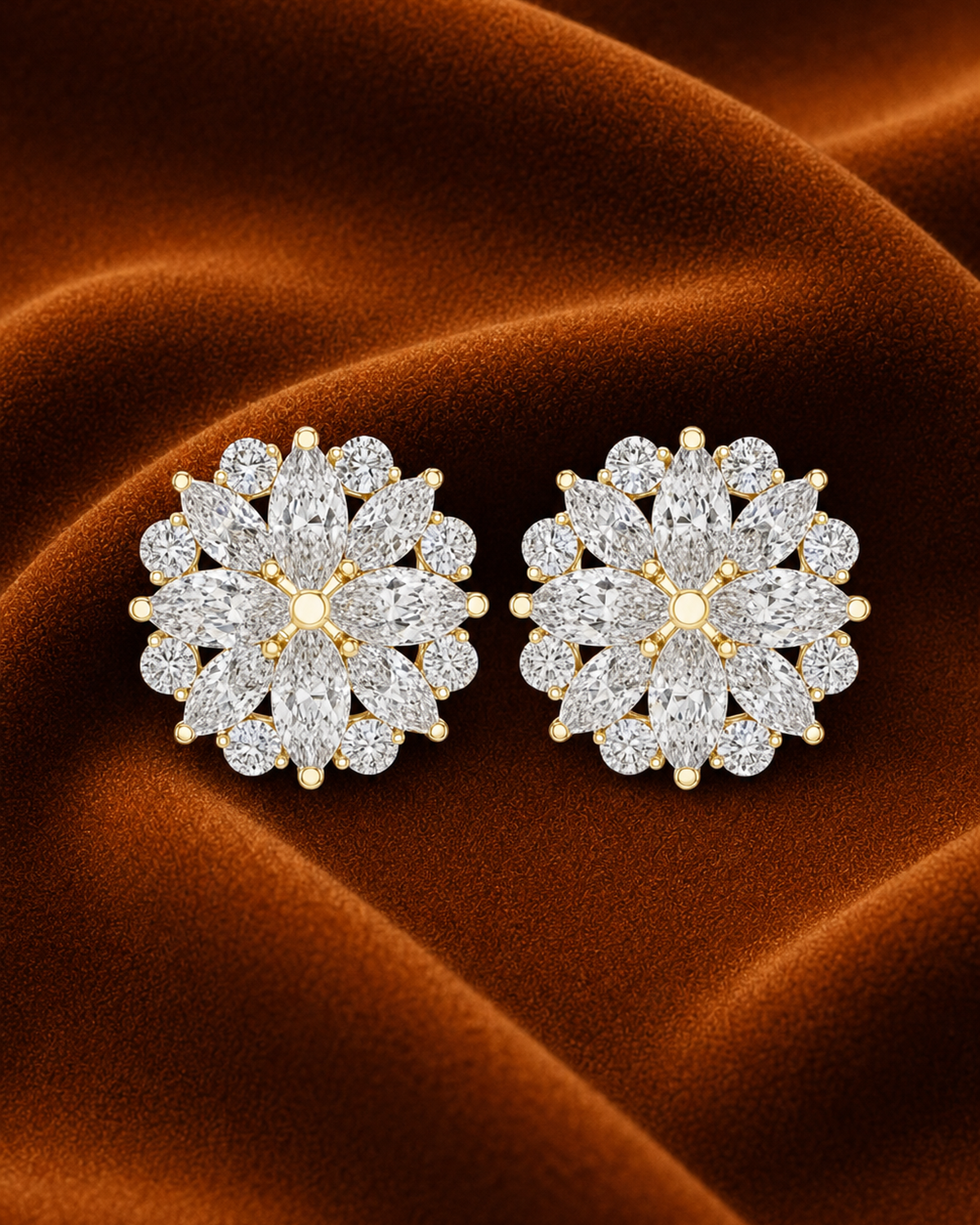 Marquise Rosette Stud Earrings by MONICONIC