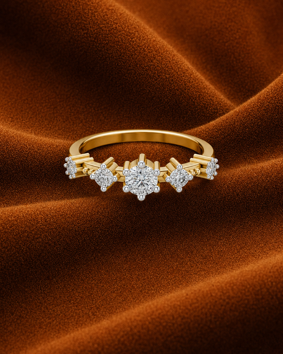 Fluted Five Stone Ring by MONICONIC