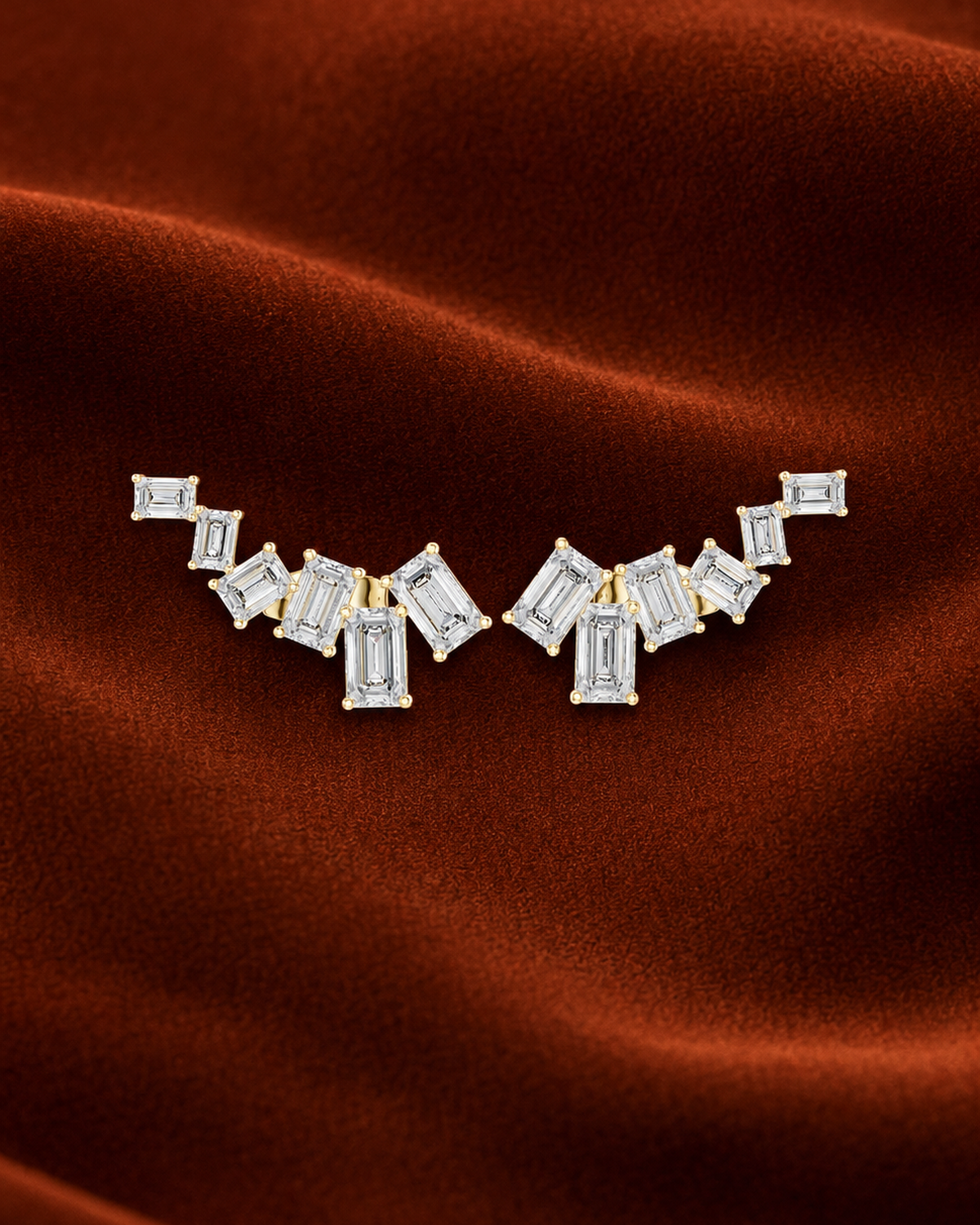 Emerald-Cut Diamond Climber Studs by MONICONIC