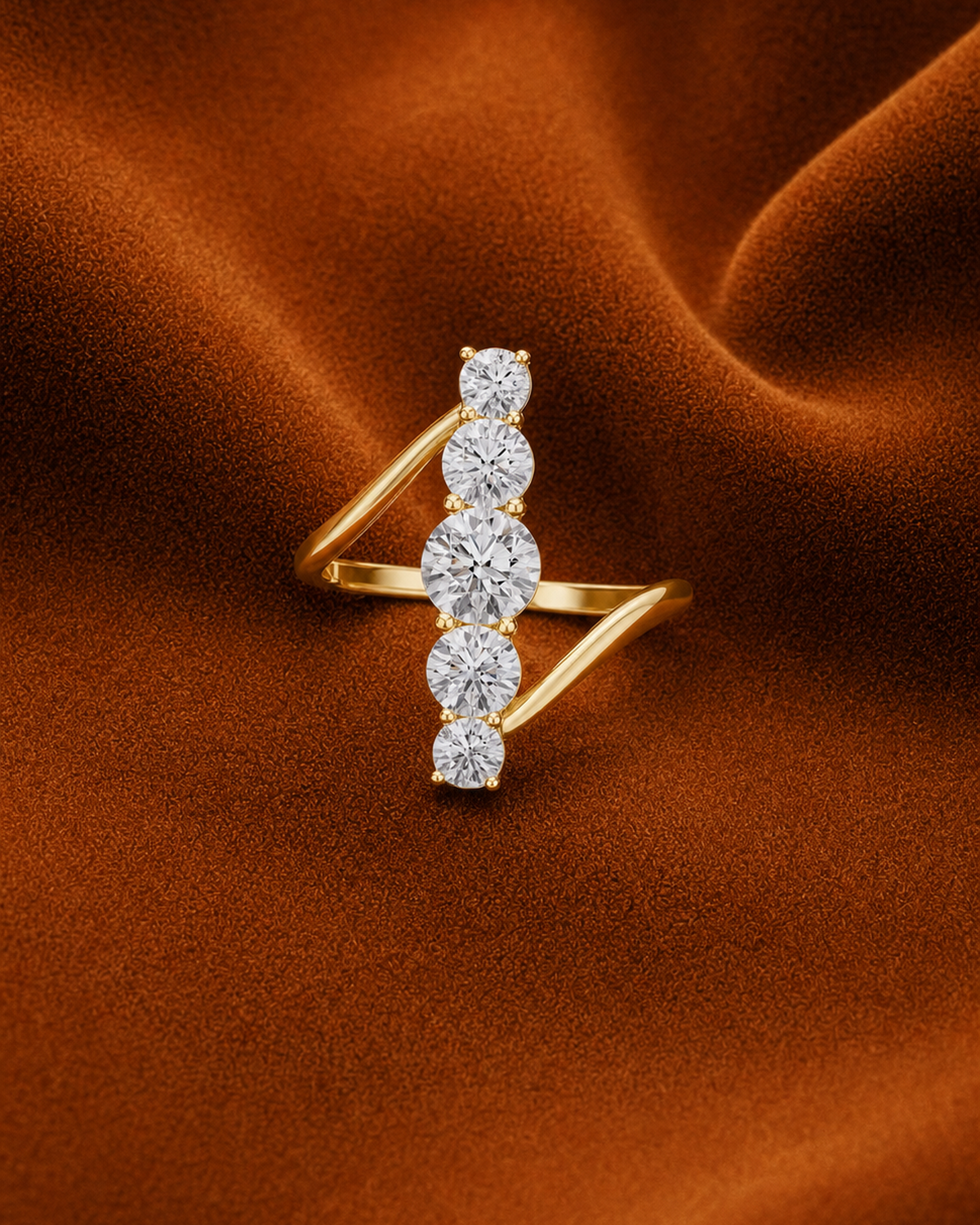 Five Stone Bypass Ring by MONICONIC
