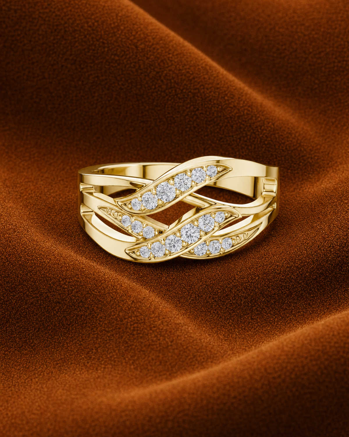 Triple Leaf Crossover Ring by MONICONIC
