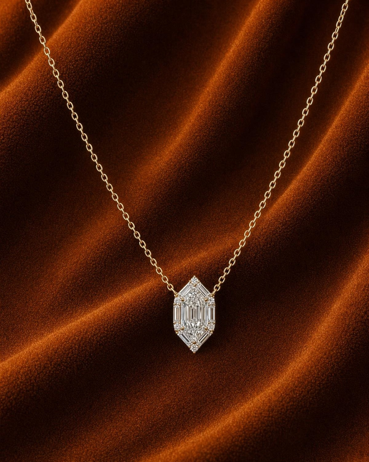 Hex Baguette Pendant Necklace by MONICONIC