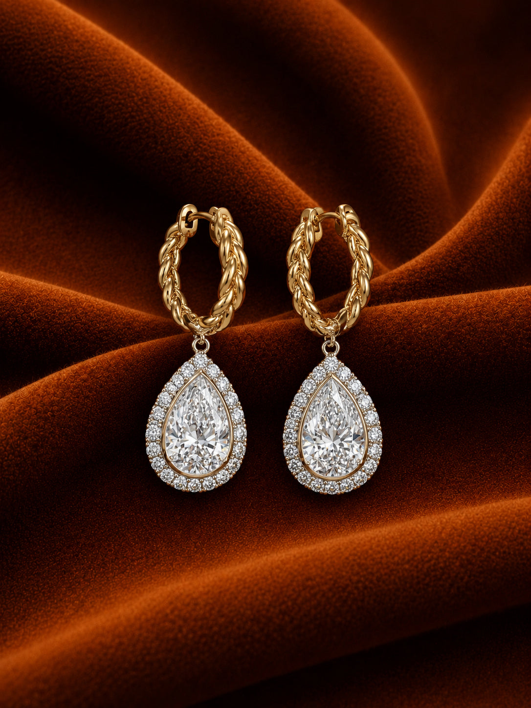 Braided Hoop Pear Drop Earrings by MONICONIC