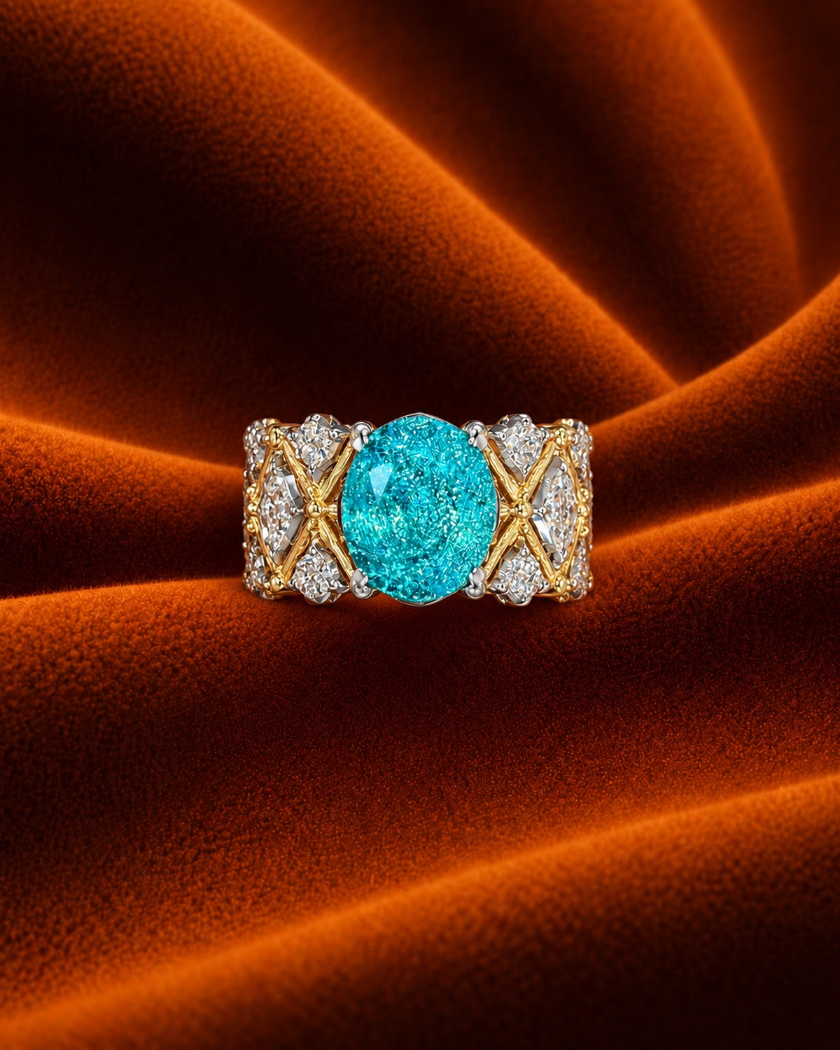 Aqua Lattice Ring by MONICONIC