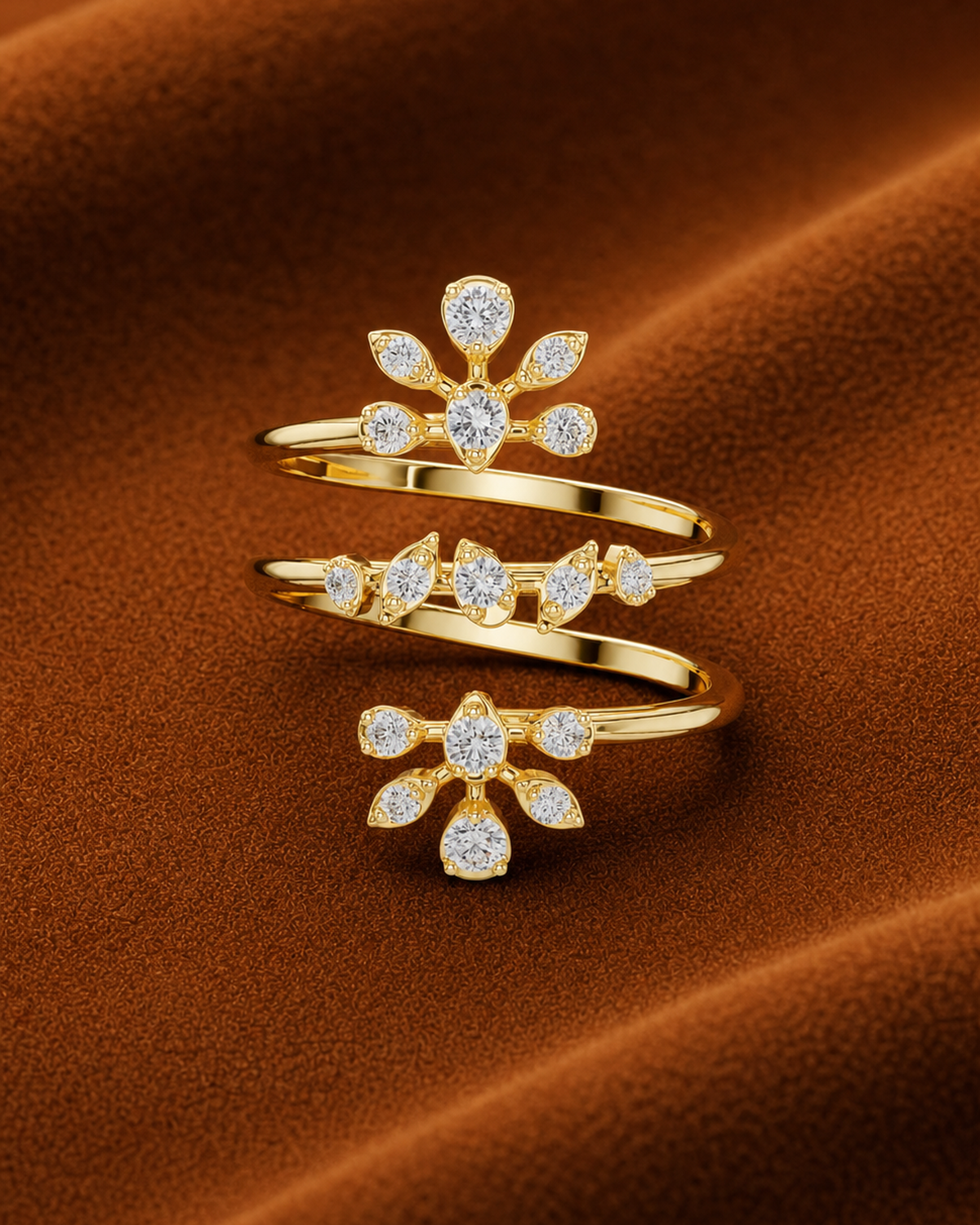 Floral Rosette Bypass Ring by MONICONIC