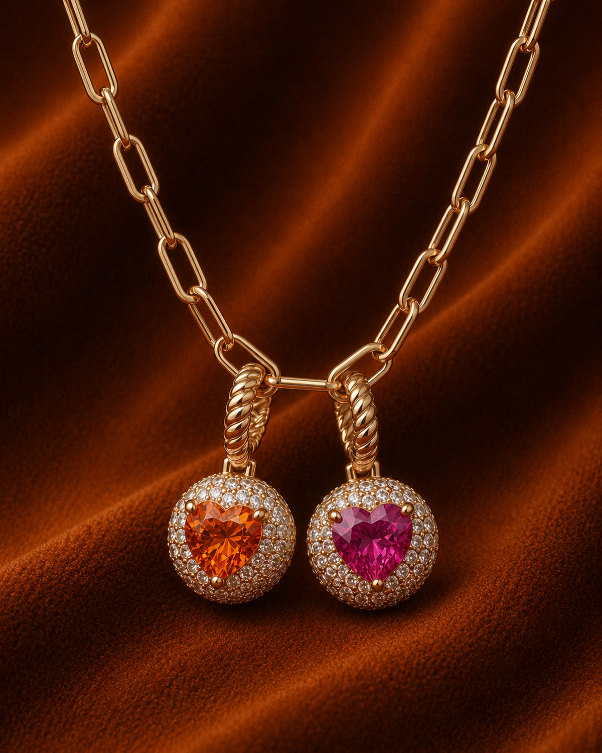 Heart Halo Gemstone Necklace