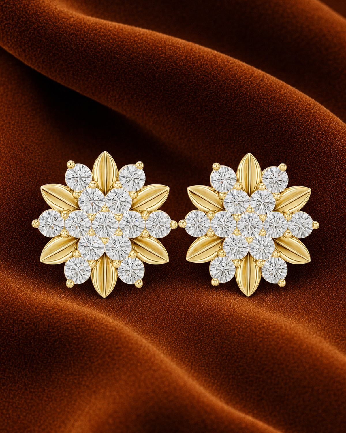 Petal Cluster Diamond Stud Earrings by MONICONIC