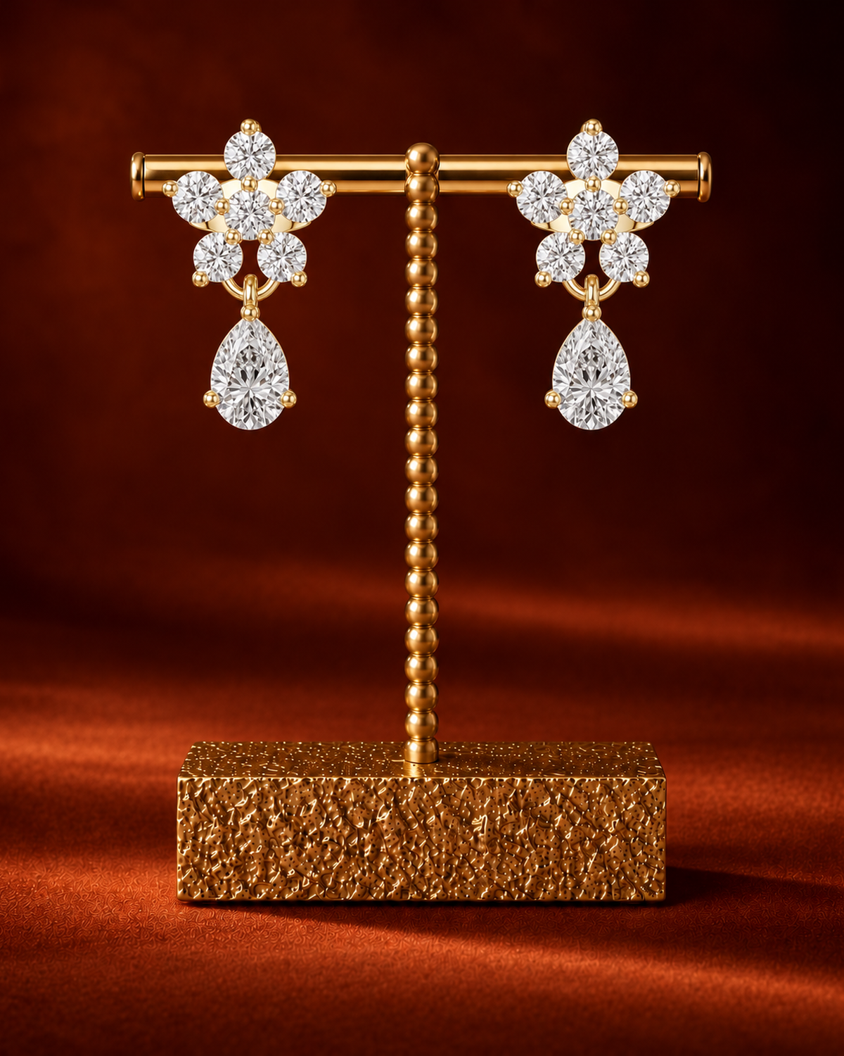 Rosette Pear Drop Earrings by MONICONIC